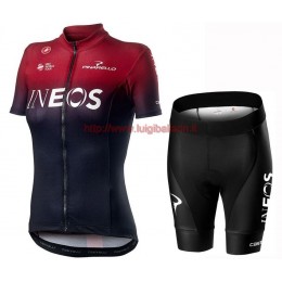 Completo Ciclismo 2019 INEOS Squadre rosso donna abbigliamento Bici Completo Maglia Ciclismo Corta e Salopette