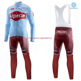 Completo Ciclismo 2019 Katusha Alpecin Squadre thermique Maglia Ciclismo Manica Lunga e Salopette Lunga