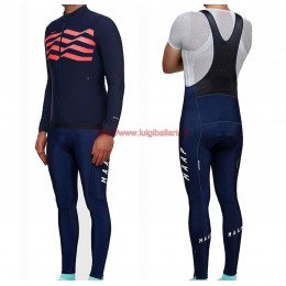 Completo Ciclismo 2019 MAAP M-Flag ultra Blu-rosso Maglia Ciclismo Manica Lunga e Salopette
