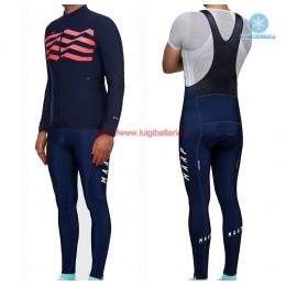 Completo Ciclismo 2019 MAAP M-Flag ultra Blu-rosso thermique Maglia Ciclismo Manica Lunga e Salopette Lunga