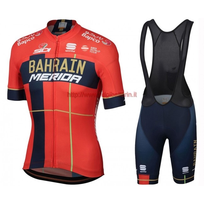 Completo Ciclismo 2019 Merida Bahrain rosso abbigliamento Bici Completo Maglia Ciclismo Corta e Salopette Completo Ciclismo 2019 Merida Bahrain rosso abbigliamento Bici Completo Maglia Ciclismo Corta e Salopette
