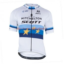 Completo Ciclismo 2019 Mitchelton-Scott European Champion Maglia Ciclismo Manica Corta