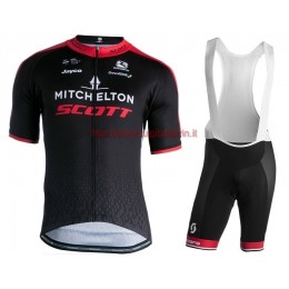 Completo Ciclismo 2019 Mitchelton-Scott nero/rosso abbigliamento Bici Completo Maglia Ciclismo Corta e Salopette