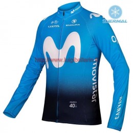 Completo Ciclismo 2019 Movistar Squadre thermique Maglia Ciclismo Manica Lunga