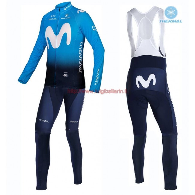 Completo Ciclismo 2019 Movistar Squadre thermique Maglia Ciclismo Manica Lunga e Salopette Lunga Completo Ciclismo 2019 Movistar Squadre thermique Maglia Ciclismo Manica Lunga e Salopette Lunga