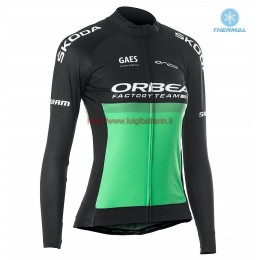 Completo Ciclismo 2019 Orbea Usine Racing donna verde thermique Maglia Ciclismo Manica Lunga