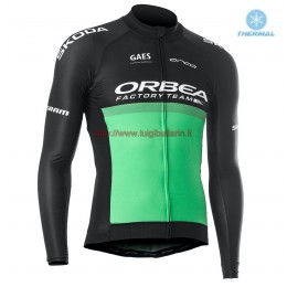 Completo Ciclismo 2019 Orbea Usine Racing verde thermique Maglia Ciclismo Manica Lunga