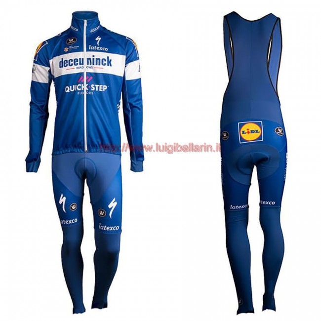 Completo Ciclismo 2019 Quick Step Squadre Blu Maglia Ciclismo Manica Lunga e Salopette Completo Ciclismo 2019 Quick Step Squadre Blu Maglia Ciclismo Manica Lunga e Salopette