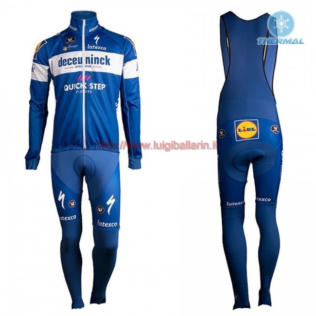 Completo Ciclismo 2019 Quick Step Squadre Blu thermique Maglia Ciclismo Manica Lunga e Salopette Lunga Completo Ciclismo 2019 Quick Step Squadre Blu thermique Maglia Ciclismo Manica Lunga e Salopette Lunga