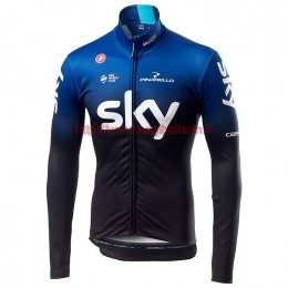 Completo Ciclismo 2019 SKY Squadre nero-Blu Maglia Ciclismo Manica Lunga