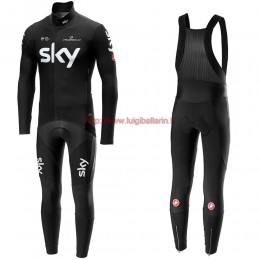 Completo Ciclismo 2019 SKY Squadre nero Maglia Ciclismo Manica Lunga e Salopette