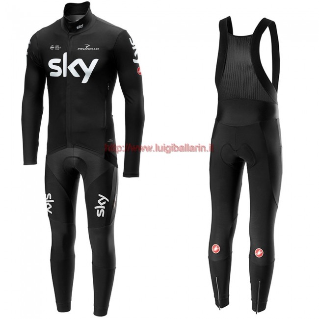 Completo Ciclismo 2019 SKY Squadre nero Maglia Ciclismo Manica Lunga e Salopette Completo Ciclismo 2019 SKY Squadre nero Maglia Ciclismo Manica Lunga e Salopette