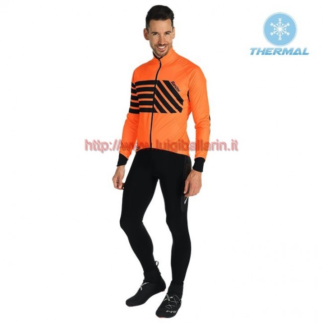 Completo Ciclismo 2019 Santini Svolta Orange thermique Maglia Ciclismo Manica Lunga e Salopette Lunga Completo Ciclismo 2019 Santini Svolta Orange thermique Maglia Ciclismo Manica Lunga e Salopette Lunga