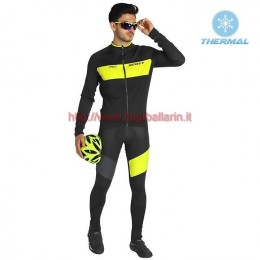 Completo Ciclismo 2019 Scott RC FF nero-giallo thermique Maglia Ciclismo Manica Lunga e Salopette Lunga