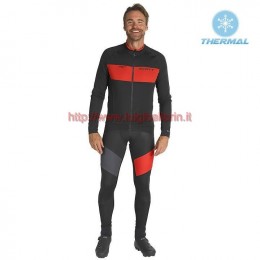 Completo Ciclismo 2019 Scott RC FF nero-rosso thermique Maglia Ciclismo Manica Lunga e Salopette Lunga