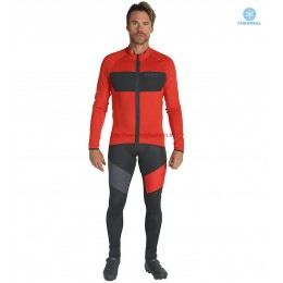 Completo Ciclismo 2019 Scott RC FF rosso thermique Maglia Ciclismo Manica Lunga e Salopette Lunga