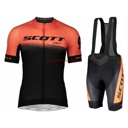 Completo Ciclismo 2019 Scott RC nero-Orange abbigliamento Bici Completo Maglia Ciclismo Corta e Salopette