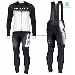 Completo Ciclismo 2019 Scott RC nero-bianca thermique Maglia Ciclismo Manica Lunga e Salopette Lunga