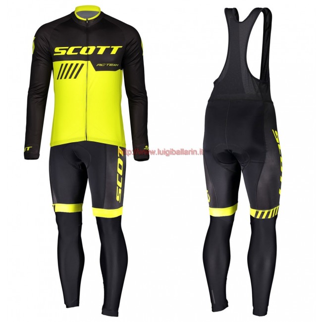Completo Ciclismo 2019 Scott-RC-Squadre nero-giallo Maglia Ciclismo Manica Lunga e Salopette Completo Ciclismo 2019 Scott-RC-Squadre nero-giallo Maglia Ciclismo Manica Lunga e Salopette