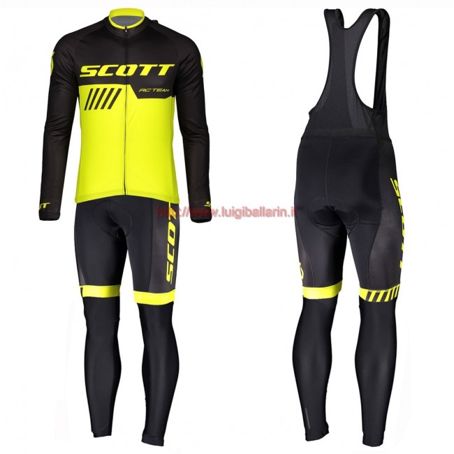 Completo Ciclismo 2019 Scott RC Squadre nero-giallo Maglia Ciclismo Manica Lunga e Salopette Completo Ciclismo 2019 Scott RC Squadre nero-giallo Maglia Ciclismo Manica Lunga e Salopette