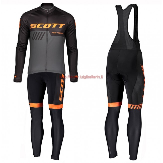 Completo Ciclismo 2019 Scott RC Squadre nero-Orange Maglia Ciclismo Manica Lunga e Salopette Completo Ciclismo 2019 Scott RC Squadre nero-Orange Maglia Ciclismo Manica Lunga e Salopette