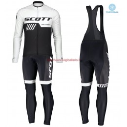 Completo Ciclismo 2019 Scott-RC-Squadre nero-bianca thermique Maglia Ciclismo Manica Lunga e Salopette Lunga