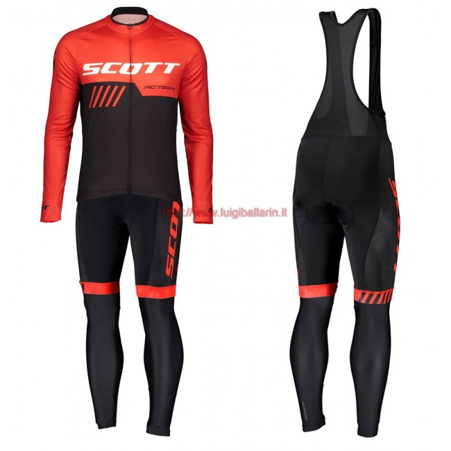 Completo Ciclismo 2019 Scott-RC-Squadre nero-rosso Maglia Ciclismo Manica Lunga e Salopette Completo Ciclismo 2019 Scott-RC-Squadre nero-rosso Maglia Ciclismo Manica Lunga e Salopette
