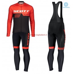 Completo Ciclismo 2019 Scott-RC-Squadre nero-rosso thermique Maglia Ciclismo Manica Lunga e Salopette Lunga