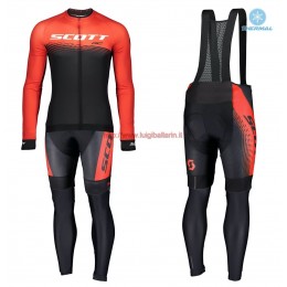 Completo Ciclismo 2019 Scott RC rosso-nero thermique Maglia Ciclismo Manica Lunga e Salopette Lunga