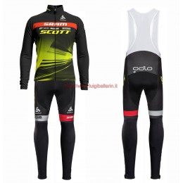 Completo Ciclismo 2019 Scott Sram nero-giallo Maglia Ciclismo Manica Lunga e Salopette