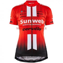 Completo Ciclismo 2019 Sunweb Squadre rosso donna Maglia Ciclismo Manica Corta