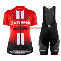 Completo Ciclismo 2019 Sunweb Squadre rosso donna abbigliamento Bici Completo Maglia Ciclismo Corta e Salopette