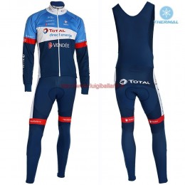 Completo Ciclismo 2019 Total Blu thermique Maglia Ciclismo Manica Lunga e Salopette Lunga