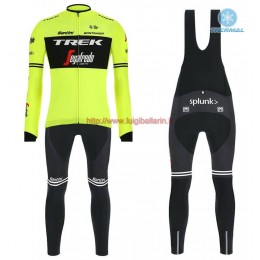 Completo Ciclismo 2019 Trek Usine Racing giallo thermique Maglia Ciclismo Manica Lunga e Salopette Lunga
