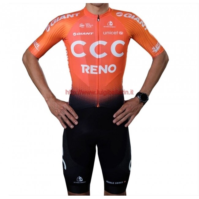 Completo Ciclismo 2019 Squadre CCC Reno Orange abbigliamento Bici Completo Maglia Ciclismo Corta e Salopette Completo Ciclismo 2019 Squadre CCC Reno Orange abbigliamento Bici Completo Maglia Ciclismo Corta e Salopette