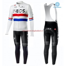 Completo Ciclismo 2019 Squadre INEOS UK Champion thermique Maglia Ciclismo Manica Lunga e Salopette Lunga