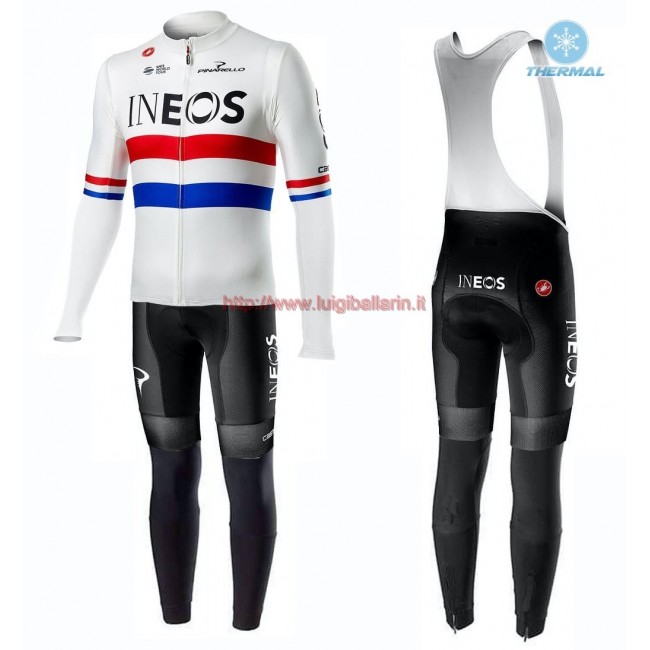 Completo Ciclismo 2019 Squadre INEOS UK Champion thermique Maglia Ciclismo Manica Lunga e Salopette Lunga Completo Ciclismo 2019 Squadre INEOS UK Champion thermique Maglia Ciclismo Manica Lunga e Salopette Lunga