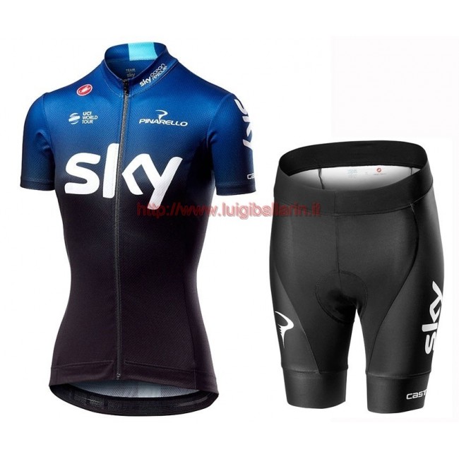 Completo Ciclismo 2019 Squadre SKY sombre Blu donna abbigliamento Bici Completo Maglia Ciclismo Corta e Salopette Completo Ciclismo 2019 Squadre SKY sombre Blu donna abbigliamento Bici Completo Maglia Ciclismo Corta e Salopette