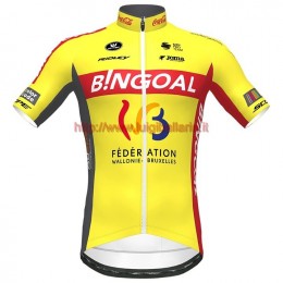 Completo Ciclismo 2020 Bingoal Wallonie Bruxelle giallo Maglia Ciclismo Manica Corta