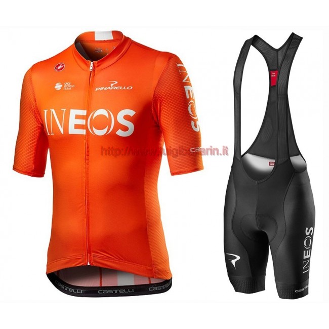 Completo Ciclismo 2020 INEOS Squadre Orange abbigliamento Bici Completo Maglia Ciclismo Corta e Salopette Completo Ciclismo 2020 INEOS Squadre Orange abbigliamento Bici Completo Maglia Ciclismo Corta e Salopette