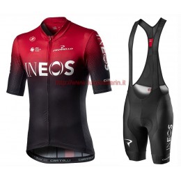 Completo Ciclismo 2020 INEOS Squadre rosso abbigliamento Bici Completo Maglia Ciclismo Corta e Salopette