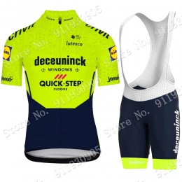 Deceuninck Quick Step Pro Team Green 2021 abbigliamento Bici Completo Maglia Ciclismo Corta e Salopette OJ3YF