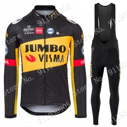 Jumbo Visma Tour De France 2021 Abbigliamento Maglia Ciclismo Manica Lunga e Salopette Lunga 1DAnz