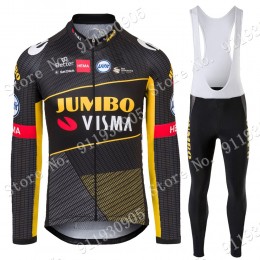 Jumbo Visma Tour De France 2021 Abbigliamento Maglia Ciclismo Manica Lunga e Salopette Lunga atDw9