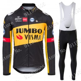 Jumbo Visma Tour De France 2021 Abbigliamento Maglia Ciclismo Manica Lunga e Salopette Lunga QHlZV