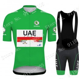 Green UAE Emirates Tour De France 2021 abbigliamento Bici Completo Maglia Ciclismo Corta e Salopette xReeY