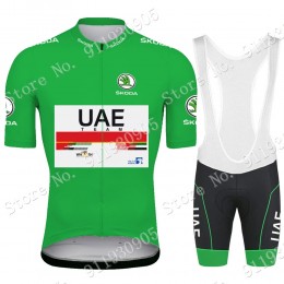 Green UAE Emirates Tour De France 2021 abbigliamento Bici Completo Maglia Ciclismo Corta e Salopette lMPRo