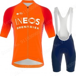 ineos grenadier Tour De France 2022 Team Abbigliamento Fietsshirt Korte Mouw + Korte Fietsbroeken Orange OwhXC