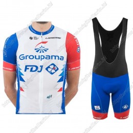 Groupama Fdj 2021 abbigliamento Bici Completo Maglia Ciclismo Corta e Salopette nero XYKMO