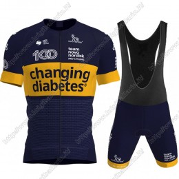 Novo Nordisk 2021 abbigliamento Bici Completo Maglia Ciclismo Corta e Salopette ZKUAQ